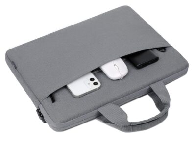 Cienka i lekka szara torba na laptopa 15.6" cali z miękką podszewką Miru - obrazek 2