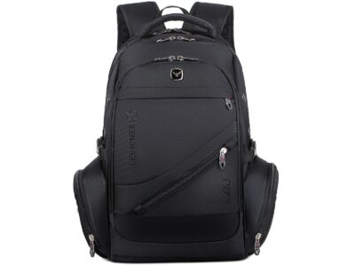 Duży czarny plecak na laptopa 15.6" z portem USB i na słuchawki 3-komorowy MIRU - obrazek 3