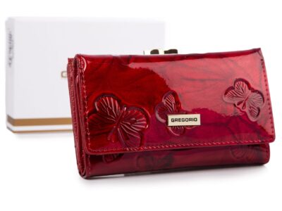 Portfel damski lakierowany w motylki z RFID Gregorio