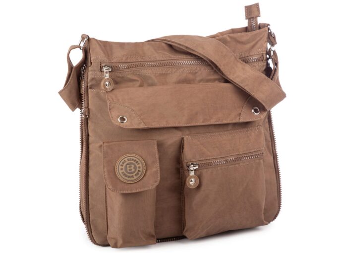 Poszerzana materiałowa torba brązowa na ramię Bag Street