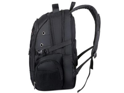 Duży czarny plecak na laptopa 15.6" z portem USB i na słuchawki 3-komorowy MIRU - obrazek 5