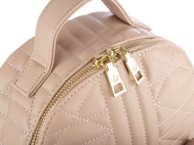 Elegancki jasnobeżowy plecak damski miejski z miękkiej skóry ekologicznej - obrazek 3