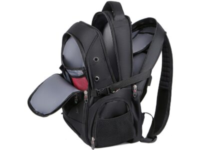 Duży czarny plecak na laptopa 15.6" z portem USB i na słuchawki 3-komorowy MIRU - obrazek 2