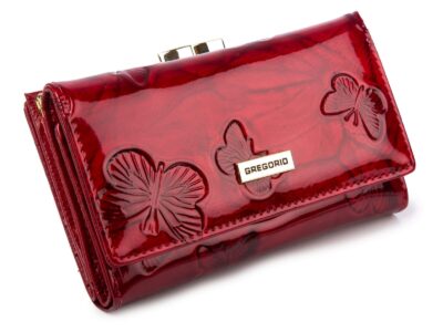Portfel damski czerwony lakierowany w motylki z RFID Gregorio - obrazek 8