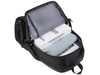 Duży czarny plecak na laptopa 15.6" z portem USB i na słuchawki 3-komorowy MIRU - obrazek 7