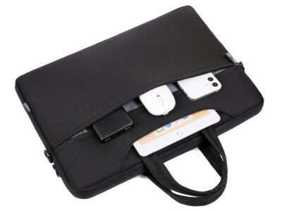 Cienka i lekka czarna torba na laptopa 15.6" cali z miękką podszewką Miru - obrazek 9