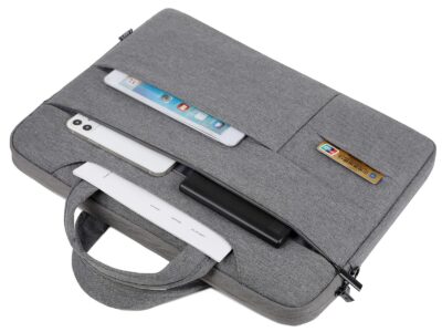 Cienka i lekka szara torba na laptopa 17.3" cali z miękką podszewką Miru - obrazek 2