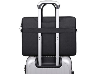 Cienka i lekka czarna torba na laptopa 15.6" cali z miękką podszewką Miru - obrazek 8