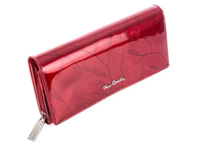Ekskluzywny portfel damski czerwony z listkami lakierowany Pierre Cardin Leaf 106 - obrazek 10