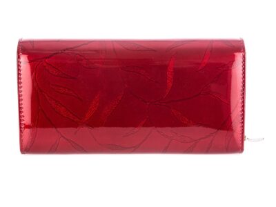 Ekskluzywny portfel damski czerwony z listkami lakierowany Pierre Cardin Leaf 106 - obrazek 3