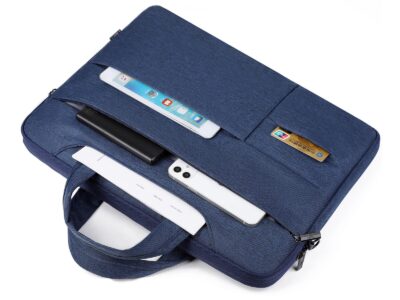 Cienka i lekka niebieska torba na laptopa 17.3" cali z miękką podszewką Miru - obrazek 7