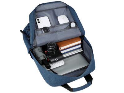 Niebieski plecak na laptopa 15.6" z wieloma kieszeniami do pracy i na studia MIRU - obrazek 4