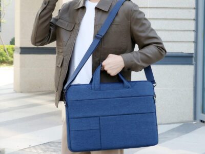 Cienka i lekka niebieska torba na laptopa 17.3" cali z miękką podszewką Miru - obrazek 2