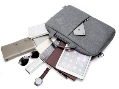 Klasyczna, elegancka i lekka szara torba na laptopa 15.6' Miru - obrazek 4