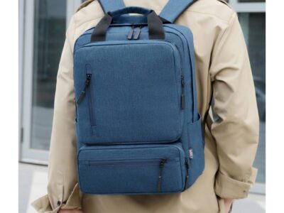 Niebieski plecak na laptopa 15.6" z wieloma kieszeniami do pracy i na studia MIRU - obrazek 12