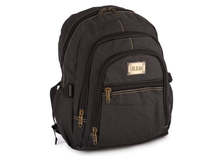 3-komorowy materiałowy plecak szary z canvasu w stylu vintage ORMI