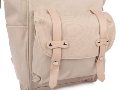 Pojemny materiałowy plecak damski jasnobeżowy miejski na uczelnię Bag Street - obrazek 5