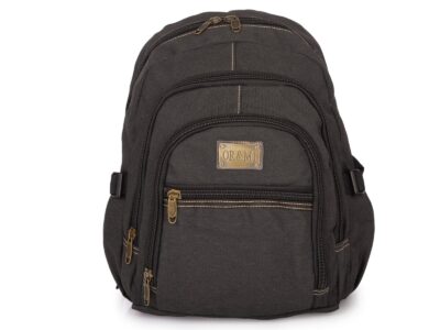 3-komorowy materiałowy plecak szary z canvasu w stylu vintage ORMI - obrazek 4