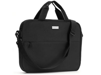 Dwukomorowa czarna torba na laptopa 15.6" Zagatto