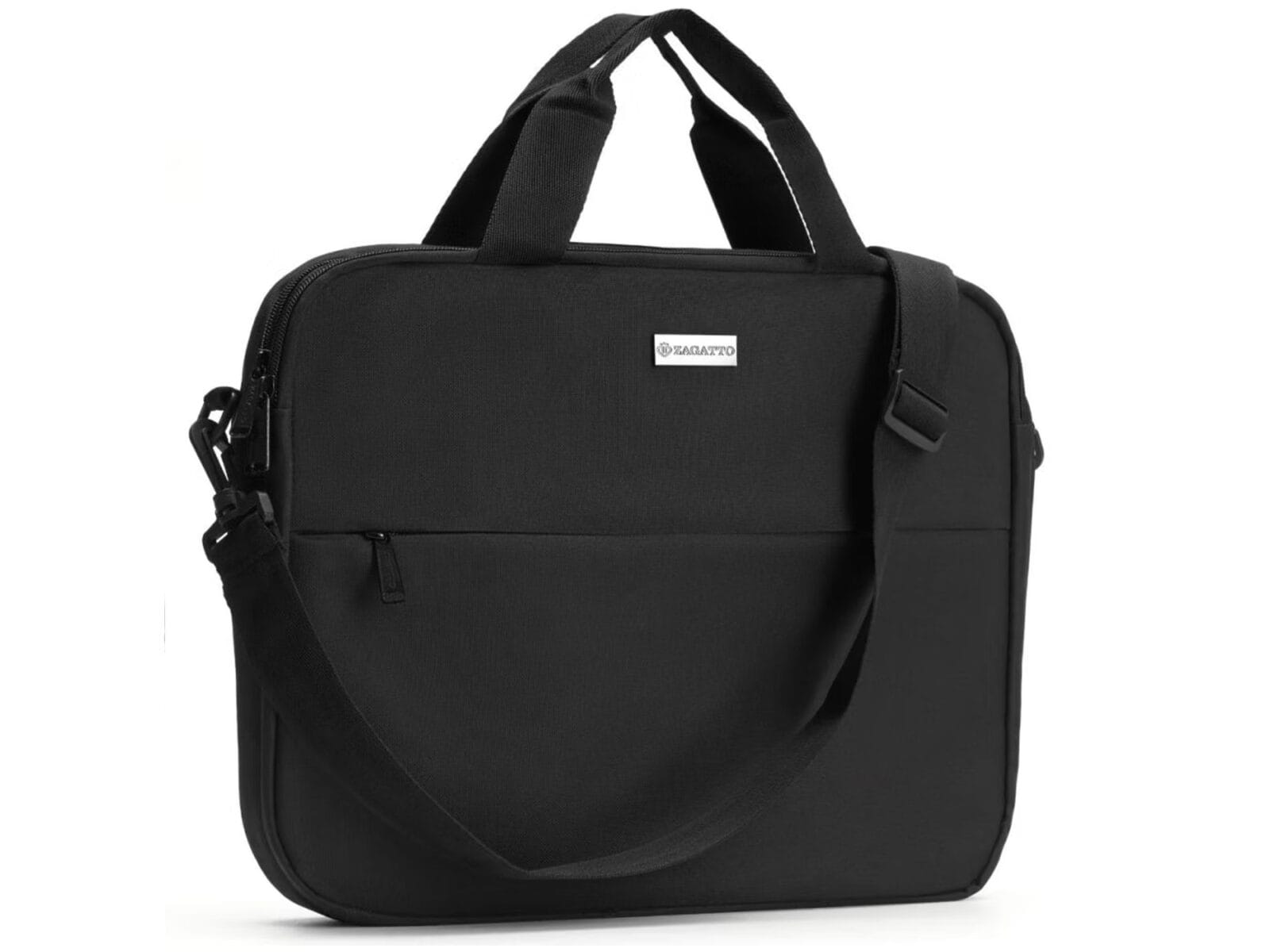 Dwukomorowa czarna torba na laptopa 15.6" Zagatto