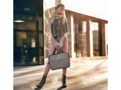 Dwukomorowa szara torba na laptopa 15.6" Zagatto - obrazek 2