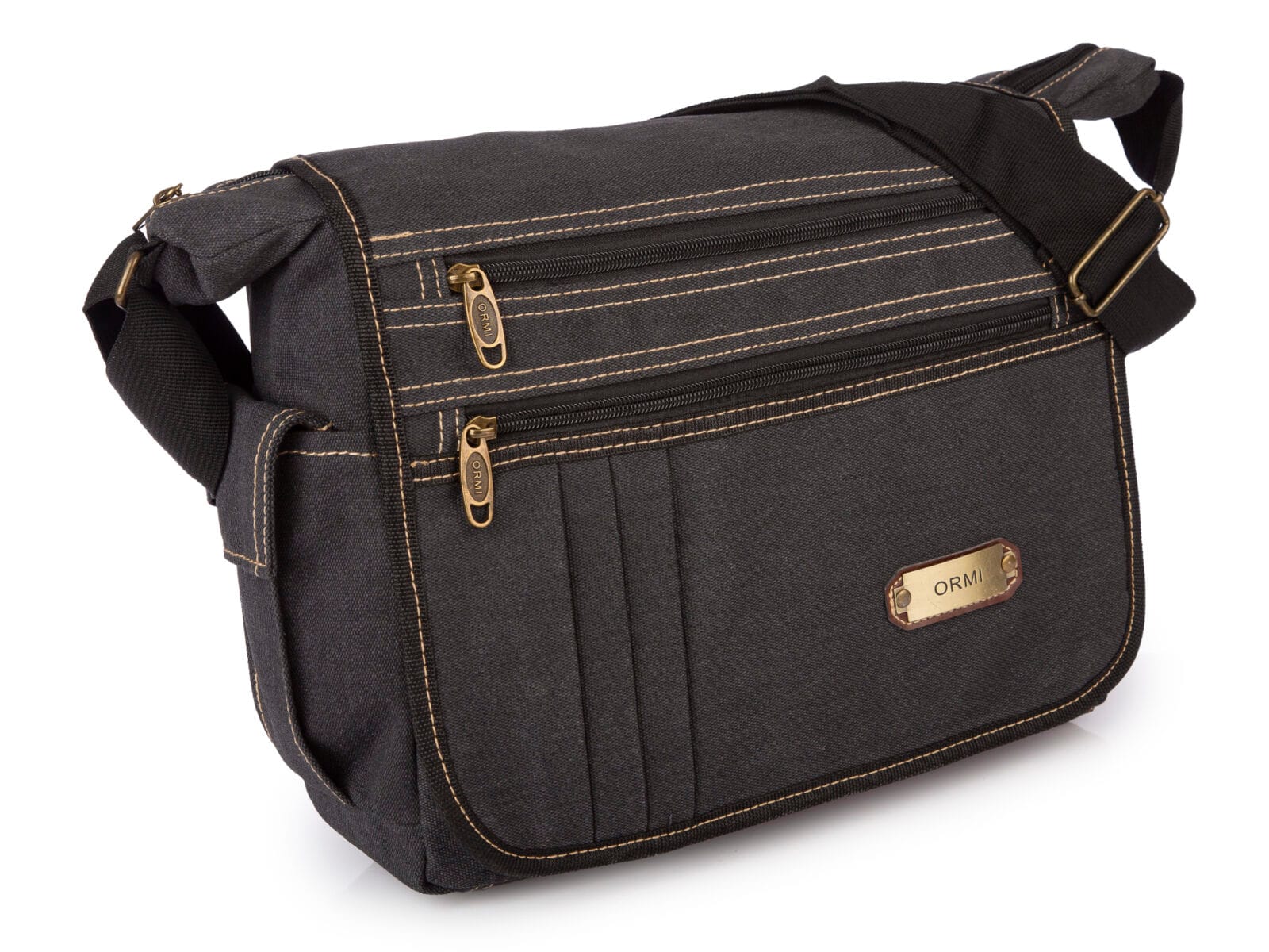 Szara, materiałowa torba męska na ramię listonoszka na co dzień z canvasu OR&MI