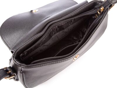 Czarna półokrągła torebka damska wizytowa łódkowata Jennifer Jones - obrazek 5