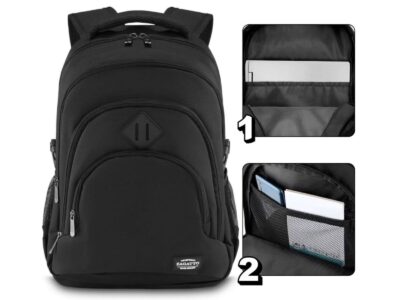 4-komorowy czarny plecak męski do pracy i na studia z miejscem na laptopa Zagatto - obrazek 3