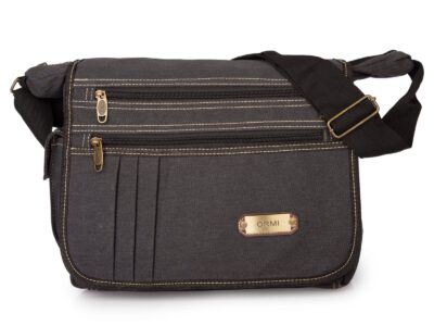 Szara, materiałowa torba męska na ramię listonoszka na co dzień z canvasu OR&MI - obrazek 6