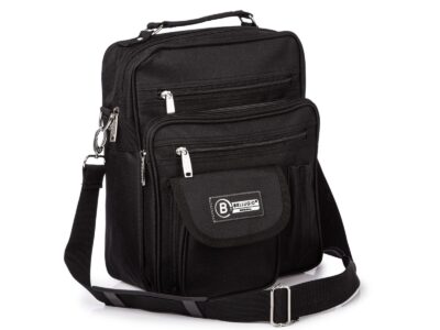 Pionowa materiałowa torba męska na ramię robocza czarna Bellugio - obrazek 2