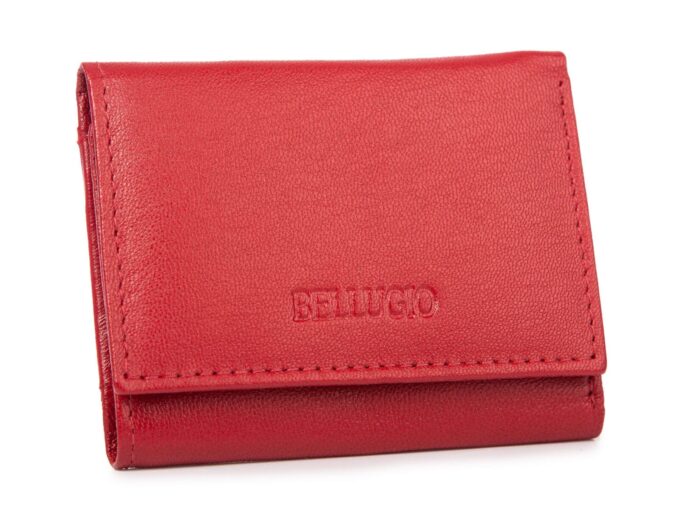 Mała skórzana portmonetka damska w kolorze czerwonym RFID Bellugio