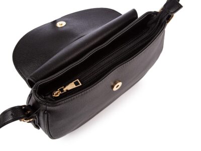 Czarna półokrągła torebka damska wizytowa łódkowata Jennifer Jones - obrazek 2