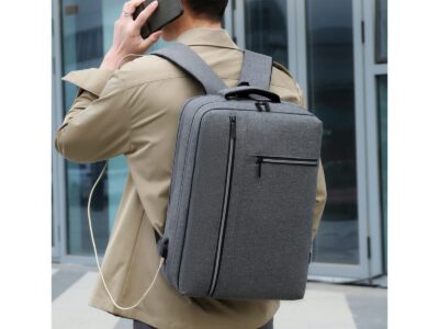 Szary plecak na laptopa 15.6" podróżny z portem USB MIRU - obrazek 2