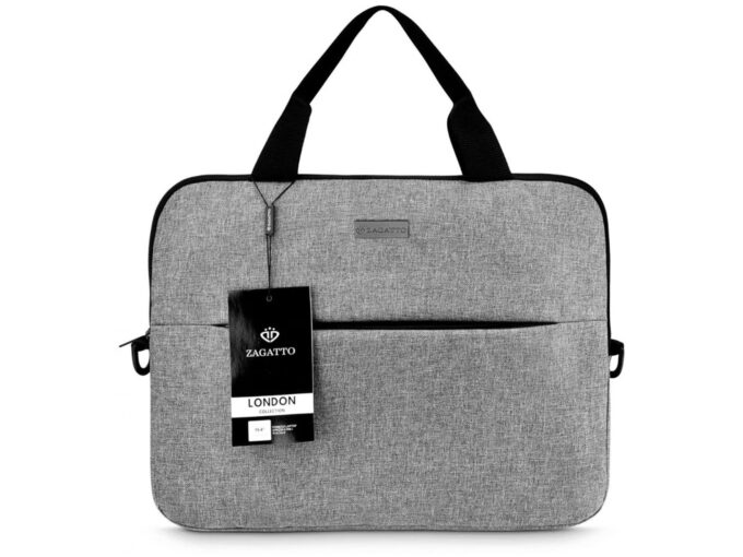 Dwukomorowa szara torba na laptopa 15.6" Zagatto