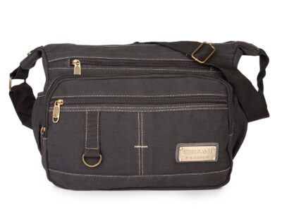 Szara materiałowa torba męska na ramię z Canvasu średnia OR&MI - obrazek 4