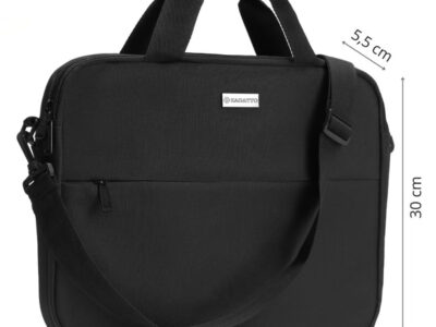 Dwukomorowa czarna torba na laptopa 15.6" Zagatto - obrazek 4