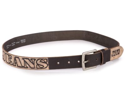 Skórzany pasek męski do spodni jeans w stylu vintage brązowy - obrazek 5