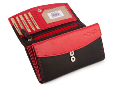 Franko Czarno czerwony portfel damski z miękkiej skóry naturalnej z RFID - obrazek 4