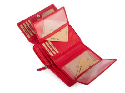Duży portfel damski z miękkiej skóry naturalnej RFID czerwony Franko - obrazek 2