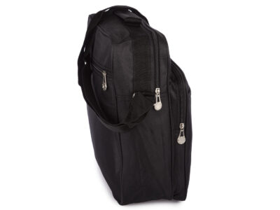 Duża, pionowa torba męska robocza na ramię w kolorze czarnym - obrazek 2