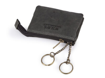 Etui na klucze 2-komorwe skórzane czarne WILD - obrazek 4