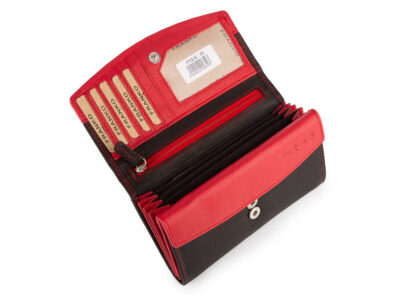 Franko Czarno czerwony portfel damski z miękkiej skóry naturalnej z RFID - obrazek 6