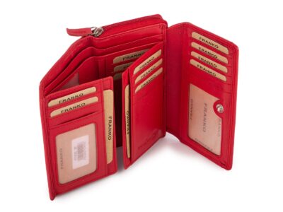 Duży portfel damski z miękkiej skóry naturalnej RFID czerwony Franko - obrazek 5