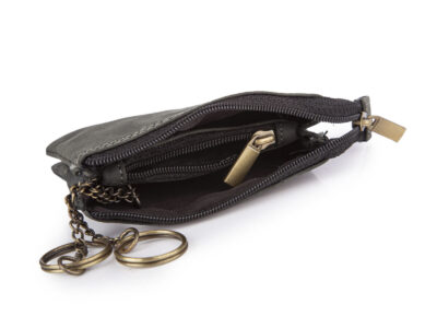 Etui na klucze 2-komorwe skórzane czarne WILD - obrazek 5