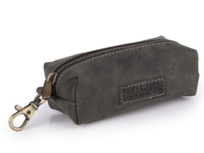 Pojemne etui saszetka na klucze ze skóry naturalnej czarne