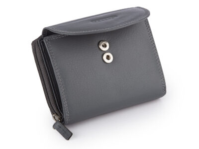 Portfel damski szary z miękkiej skóry naturalnej duży z ochroną RFID Franko - obrazek 3