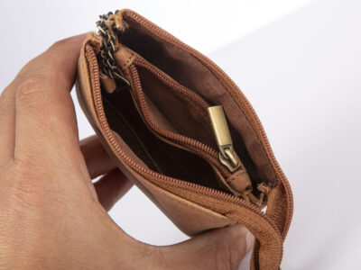 Etui na klucze 2-komorwe skórzane WILD jasny beż - obrazek 6