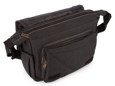 Płócienna szara torba męska na ramię w stylu vintage miejska i pojemna OR&MI - obrazek 2