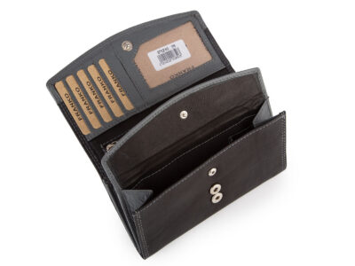 Franko Czarno szary portfel damski z miękkiej skóry naturalnej z RFID - obrazek 6