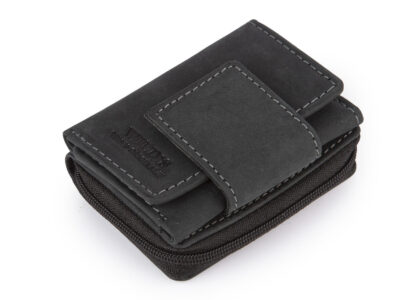 Bardzo mały portfel męski skórzany do kieszeni spodni czarny - obrazek 2